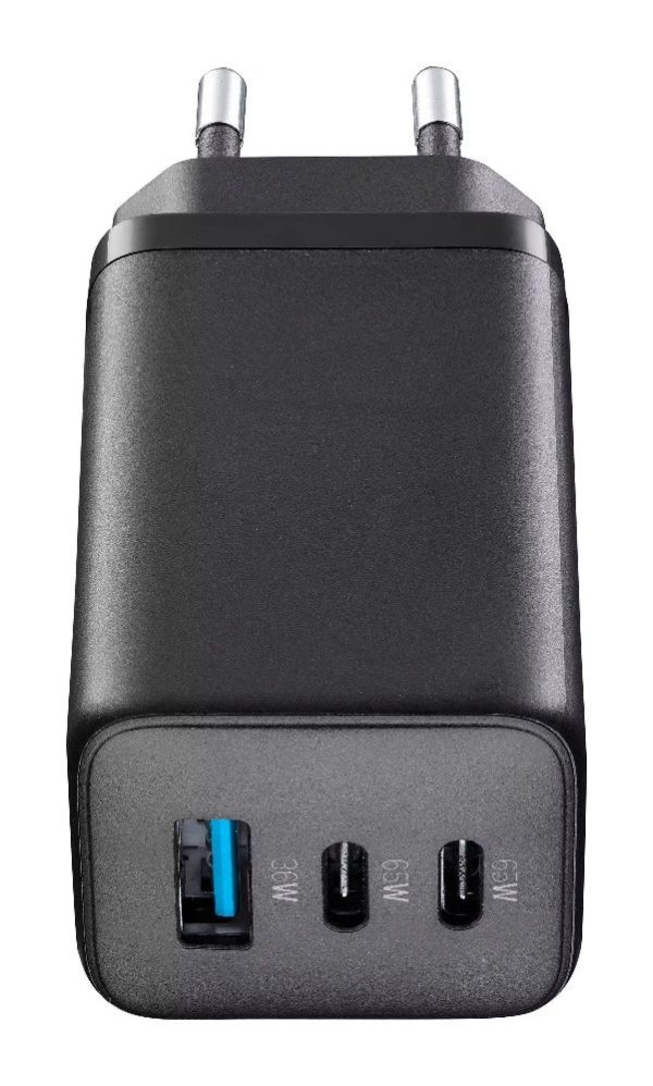 Carregador Cellularline Casa Multipower 1x USB-A + 2x USB-C 65W Preto Hot on Sale