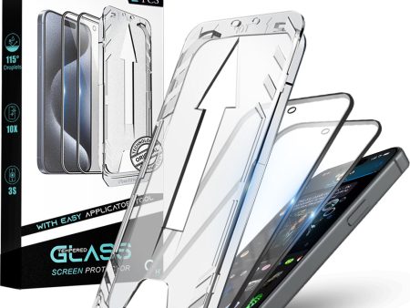 Premium Tempered Glass for iPhone 14 Pro Max| Bubble-Free Easy Applicator | Pack of 2 | Online now