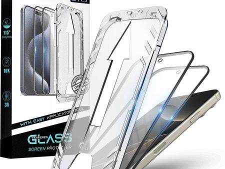 Premium Tempered Glass for iPhone 16 Pro| Bubble-Free Easy Applicator | Pack of 2 | Online now