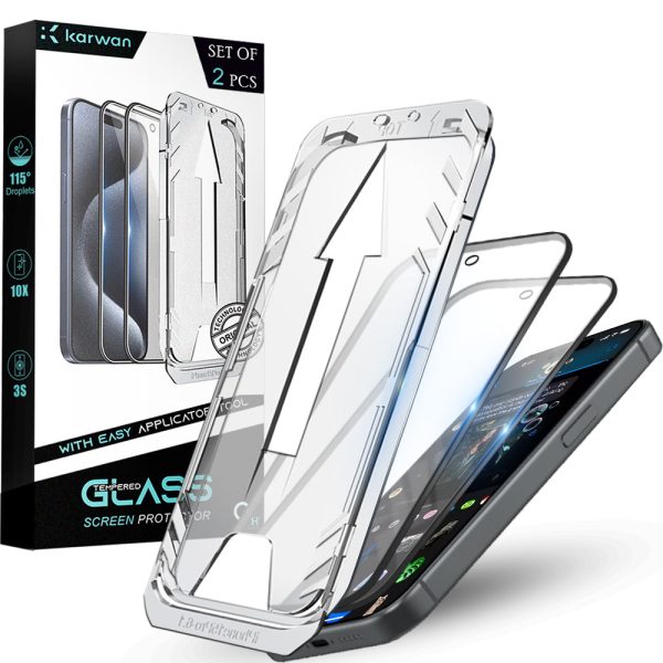 Premium Tempered Glass for iPhone 14 Pro| Bubble-Free Easy Applicator | Pack of 2 | Online now