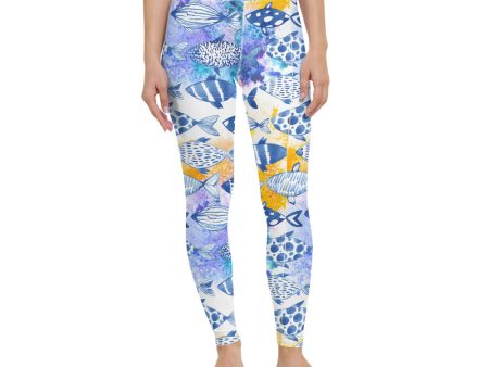 Blue and Yellow Fishies Leggings Sale