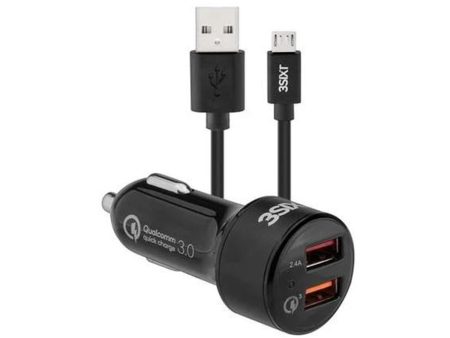 3sixT Car Charger 5.4A + USB-A to Micro USB Cable 1m Supply