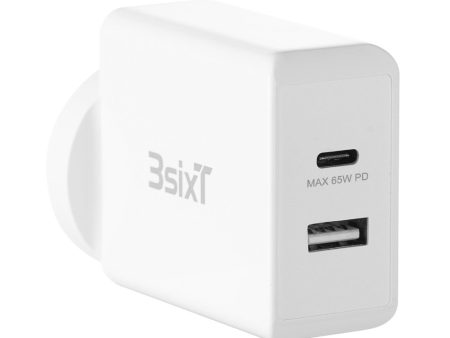 3sixT ANZ 65W USB-C PD + 2.4A Wall Charger - White For Cheap